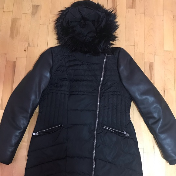BEBE Woman’s Winter Coat with Fur Hood L - Picture 2 of 2